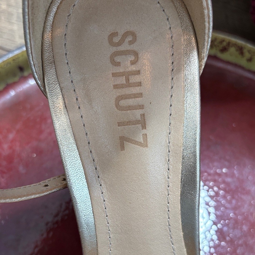 SCHUTZ Silver and Rhinestone Leather Sequins Heels sz 8 - Picture 2 of 14